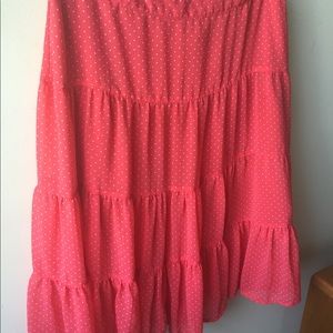 Coral polkadot skirt